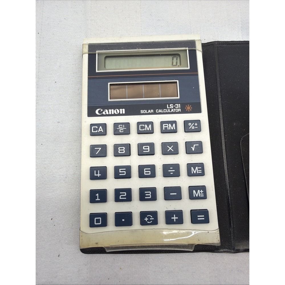 CANON LS-31 Solar Calculator W/Case Tested Working Vintage Canon LS-31